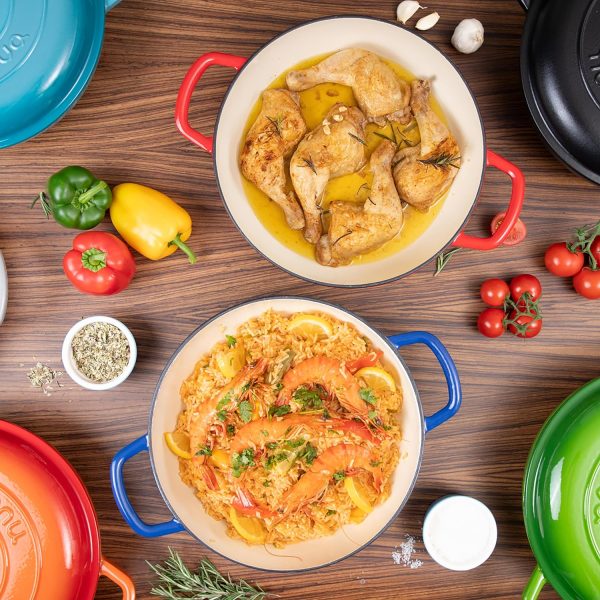 Cast Iron Dutch Oven with Lid – Non-Stick Ovenproof Enamelled Casserole Pot, Oven Safe up to 500° F – Sturdy Dutch Oven Cookware – Red, 6.4-Quart, 28cm – by Nuovva - Image 4