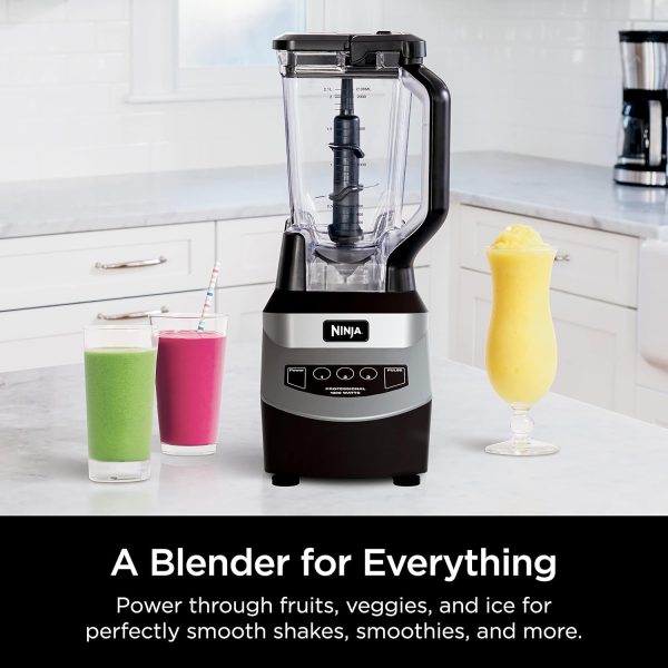 Ninja Blender, For-Smoothies, Salsa, Shakes, Slush, and-Frozen Drinks, Blender, Pitcher, and-Lid, Blender for-Kitchen, Crushes Ice, Fruit, and-Veggies, 1000-Watt, Dishwasher Safe, Black, NJ601AMZ​ - Image 2