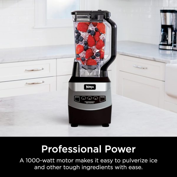Ninja Blender, For-Smoothies, Salsa, Shakes, Slush, and-Frozen Drinks, Blender, Pitcher, and-Lid, Blender for-Kitchen, Crushes Ice, Fruit, and-Veggies, 1000-Watt, Dishwasher Safe, Black, NJ601AMZ​ - Image 5