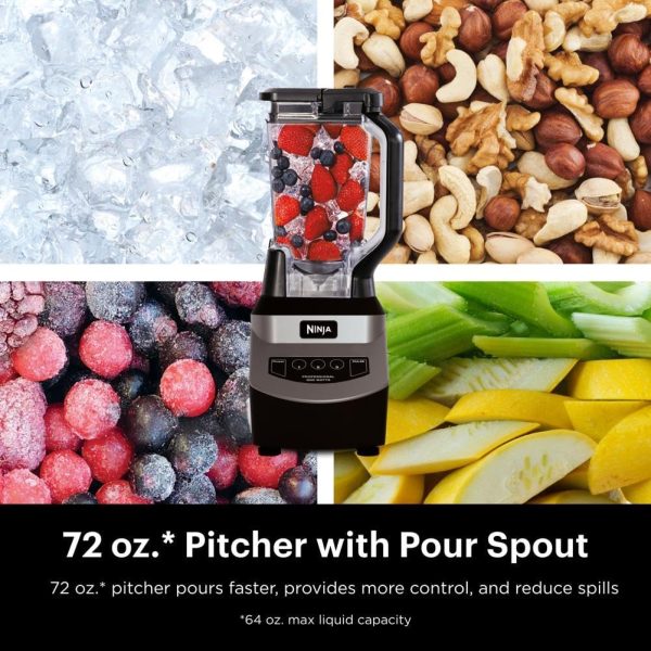 Ninja Blender, For-Smoothies, Salsa, Shakes, Slush, and-Frozen Drinks, Blender, Pitcher, and-Lid, Blender for-Kitchen, Crushes Ice, Fruit, and-Veggies, 1000-Watt, Dishwasher Safe, Black, NJ601AMZ​ - Image 6